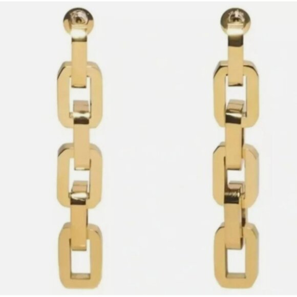 NWT $250 SUPRA LINK GOLD DROP EARRINGS - Picture 4 of 11